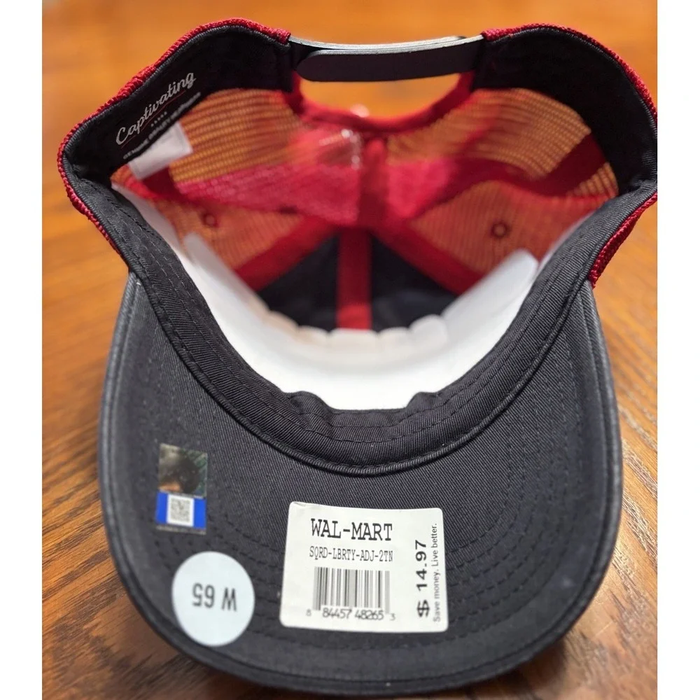 Liberty Flames Hat‎ Cap Black Red Mesh Snapback Script Spellout New NWT